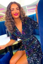 Multi Sequin Velvet Midi Dress