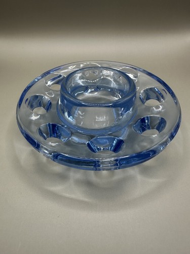 Blue glass flower frog insert - blue,