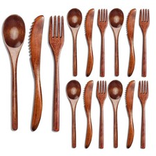 15 Pcs Wooden Spoon Fork
