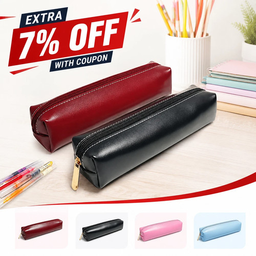 Pen case zipper leather pencil - zipper,