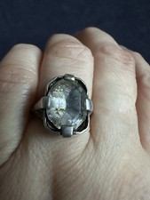 Art Deco Sterling  Silver Pretty Shank Paste Ring -uk Size K