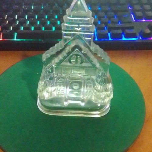 Clear glass house tea light - house,