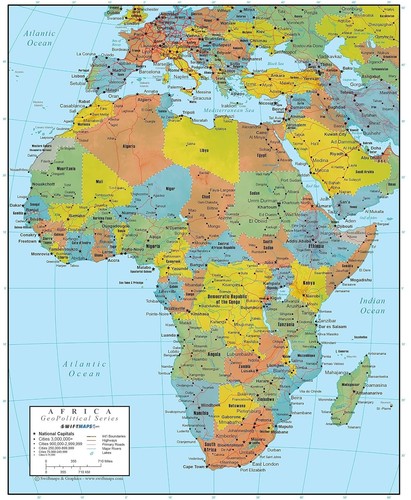 Africa wall map laminated - wall,
