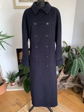 Vintage Windsmoor Blue Wool Cashmere Blend Long Coat Jacket Size UK 14 OVERCOAT