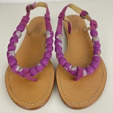 Toast Leather Orchid Sandals Size UK 6 EU 39 Womens Fabric Beaded Toe Post Shoes