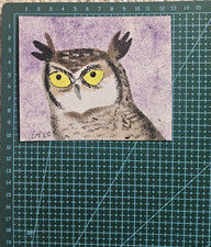 Owl Handmade Ink Painting on