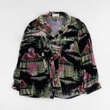 OLIVIA VON HALLE Velvet Rayon Silk Pyjama Set Shirt Trouser Large RRP450