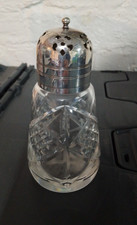 Cut Glass Sugar Sifter/Shaker with Silver Plated Top Made In England