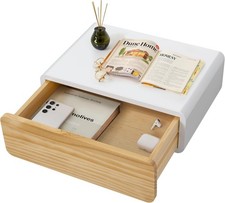 SUMGAR Floating Nightstand White with Drawers Modern Bedside Table 