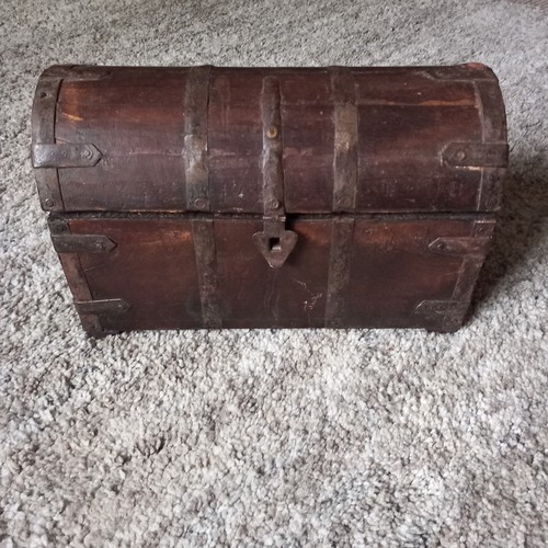Rustic round top chest - rustic, trunk