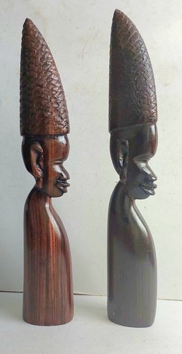 Two carved hardwood african - carved,