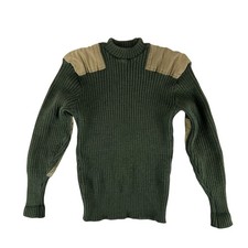 Jumper Green Army Style Pullover Thermal Cold Weather Pure Wool Olive Small
