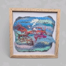Artisan Felted Artwork, Framed ~ Abstract Countryside Theme, Tree, Fields
