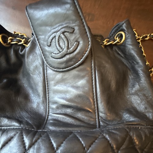 Chanel black quilted logo - quilted,