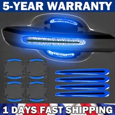 8PCS Blue Reflective Stickers Car Door Handle & Bowl Cup Anti-Scratch Protectors