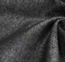 Denim Fabric - Black Plain Washed Stretch Denim - Jeans Fabric Material