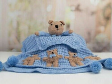 Knitting Pattern Only - Adorable DK Baby Teddy Bear Comforter Blankie & Blanket