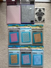 9 Embossing Folders Cuttlebug Dots, Flourish Fleur de Lys, Diamonds Birds Swirls