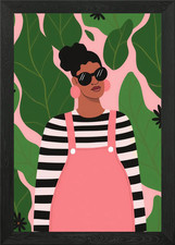 Stylish Woman in Pink Overalls