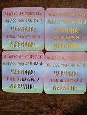 SET OF 4 MERMAID COASTERS TABLEWARE TABLE DINNER DINING GIFT COFFEE DRINKS MUGS