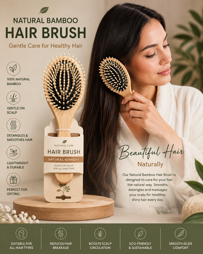 Natural wooden hair - natural,