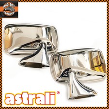 Pair Polished Stainless Steel Flat Door Mirrors OE Quality For CLASSIC MINI