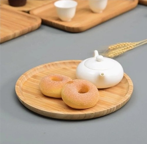 Bamboo serving platter round - platter,