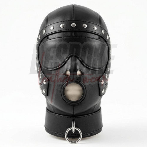 Real leather bondage - real, hood