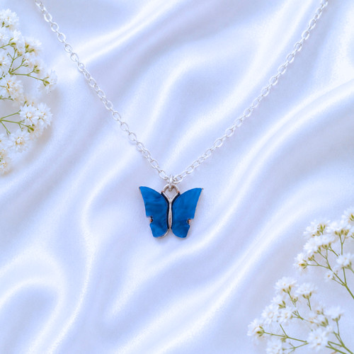 Royal blue butterfly necklace - royal,