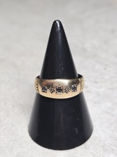 18ct Gold Gypsy Ring Blue & White Stones Size L½ 1.9g 3mm Antique Chester 1901