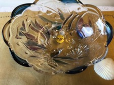 Soga Japan Art Glass Tropical / Angel Fish & Shells Glass Bowl/Dish