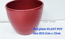 Red Plain Bevel Shape Clay or Porcelain Flower Plant Pot 13.5cm x 14.5cm