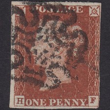 G31_30 GB QV 1841 1d RED-BROWN PLATE 30 SG8-B1(1) GUIDELINE HF GU NR 4M MX