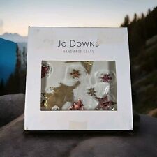 Jo Downs Glass Christmas Table Decoration Handmade Panel Large Coaster 14 x 14cm