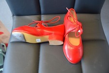 Red low heel tap shoes - shoes,