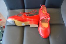 Red pu low heel tap shoes - all sizes