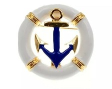Naval Maritime Boat Lover Gold Tone Sea Anchor Brooch unisex  120