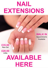 Poster Notice Sign Advert Business Salon Nail Extensions Available Here Price