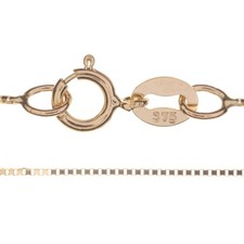 9 ct Gold Chain Necklace Fine Ladies Box Link Jewellery 0.8mm - Choose your size