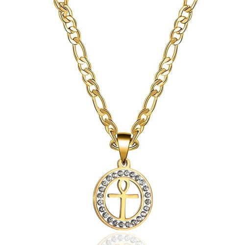 Gold silver plated ankh cross - gold,