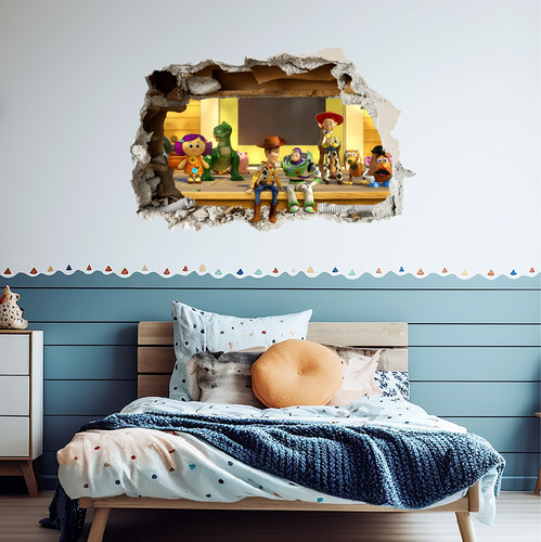 Smashed wall mural toy - 3d,
