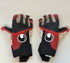 Uhlsport Powerline Supergrip+ HN Football Goalkeeper Gloves Black Red Size 8.5 