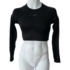 Gymshark - Black C/ Neck Long Sleeved Cropped keyhole Back Gym To  size UK XS