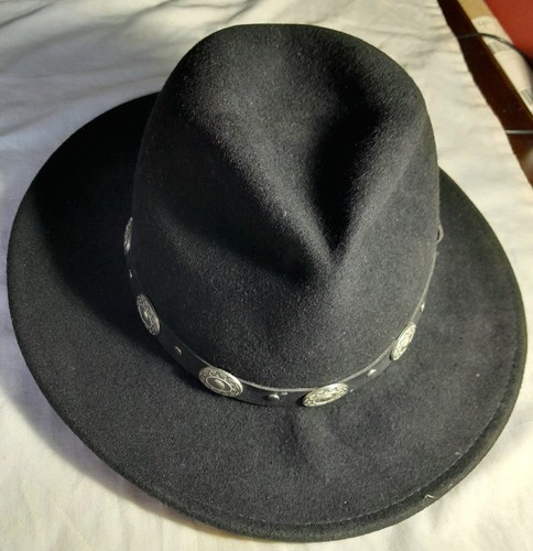 Black felt fedora hat - black,