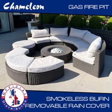 Gas Fire Pit Outdoor luxury Large ROUND STEEL +Wooden Effect with Rain Cover