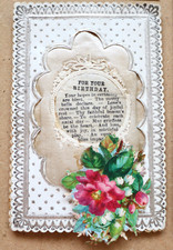Victorian Padded Birthday Card. "Think Of Me"