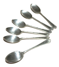 Silver Plate Spoons Roberts & Belk Vintage Flatware Cutlery Dessert Spoon x 6
