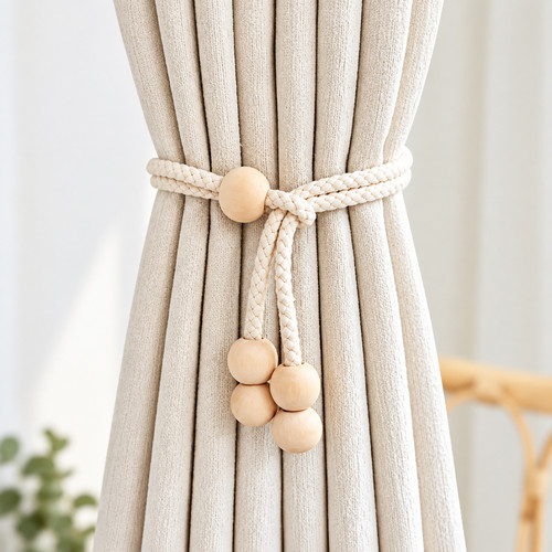 Wooden beaded curtain tie - wooden,