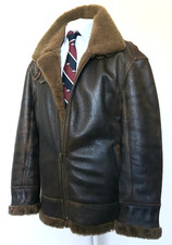 SUPERB B-3 AVIATOR FLYING SHEEPSKIN SHEARLING LEATHER BOMBER JACKET - M - VGC