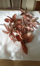 6 Pink Artificial Poinsettia Flowers for Christmas Tree